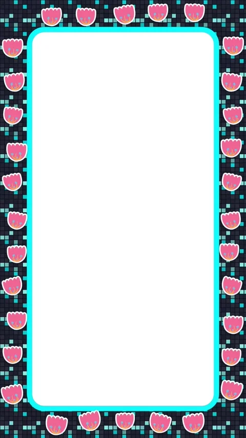 Retro Arcade Pixel Art Floral Frame Animation Loop Stock Footage 345800548