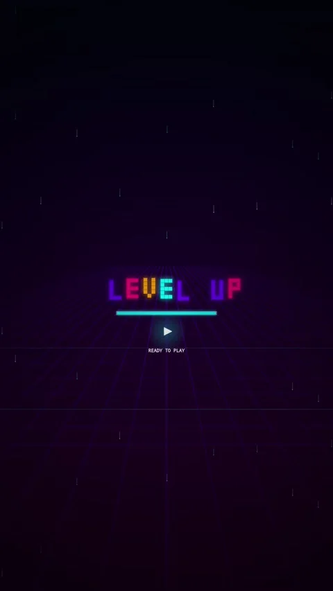 Retro Arcade Style Level Up Animation Background Vídeos de archivo 347186575