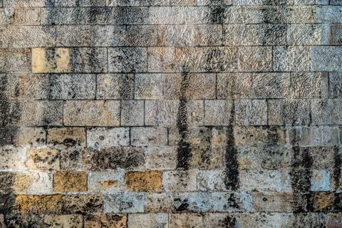 Retro architecture stone wall, background and texture Stock Photos
