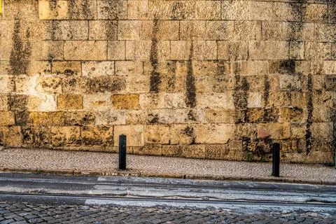 Retro architecture stone wall, background and texture Stock Photos