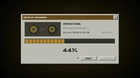 Retro Archive Manager Loading Bar Animation Pixel Art UI Design Vintage Stock Footage 342594745