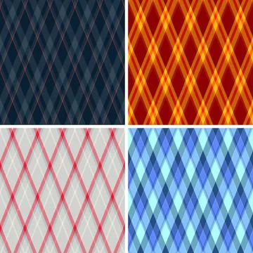 Retro argyle pattern pack featuring timeles diamonds geometry. Seamles vector Illustrazione stock