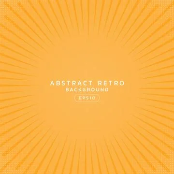 Retro art line shape focus to center color yellow bright halftone with space Stock Illustration