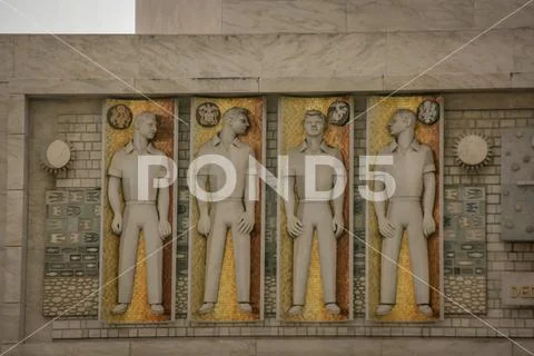 Retro Art on Side of Building Stock Photos