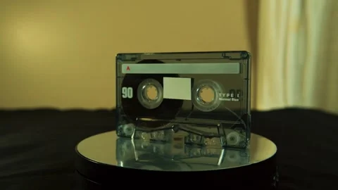 Retro Audio Cassette Tape Rotating Close Up Vidéo 327687657