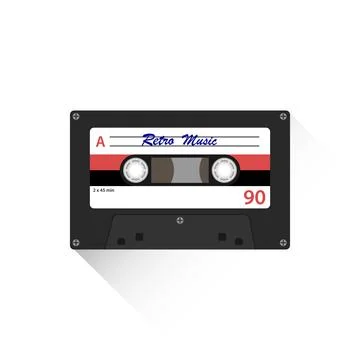 Retro audio cassette tape vector illustration 90s music mixtape icon isolated 스톡 일러스트