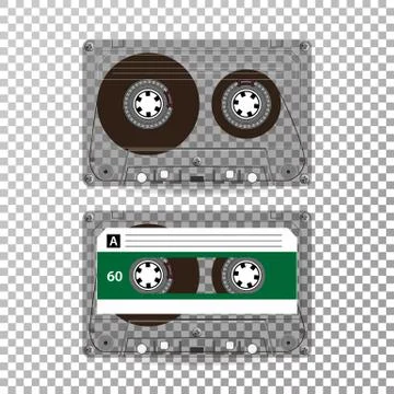Retro Audio Cassette Vector. Realistic Vector Cassette Isolated On Transparent Stock Illustration