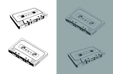 Retro audio cassettes illustrations Stock Illustration