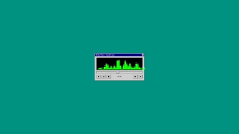 Retro audio equalizer software interface on computer screen Stock Footage 346806059
