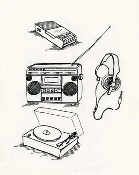 Retro audio equipment Stock Illustration