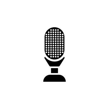 Retro Audio Microphone Solid Flat Vector Icon Isolated on White Background 스톡 일러스트