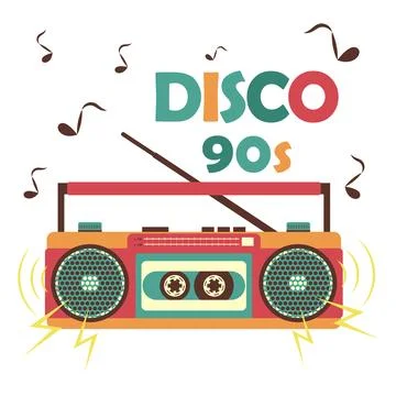 Retro audio player from the 90s. Vector illustration. Stock Illustration