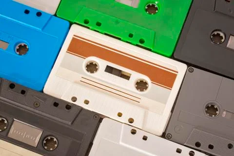 Retro audio tapes on the table Stock Photos