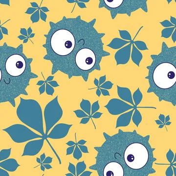 Retro autumn seamless chestnut pattern for wrapping paper and fabrics and l.. Ilustración de archivo