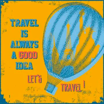 Retro background with air balloon Stock Illustration