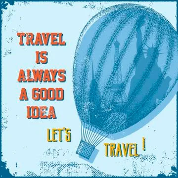 Retro background with air balloon Stock Illustration
