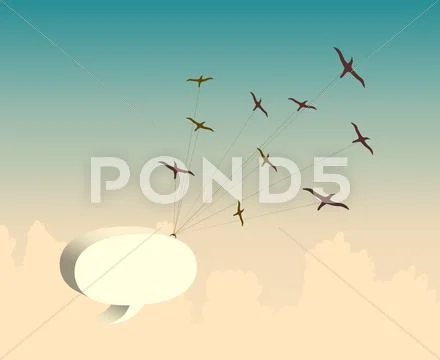 Retro background with bird, speech bubble. Vector Stock Illustration