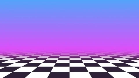 Retro background with black and white checkered floor, vaporwave aesthetics Stock Footage 254882545