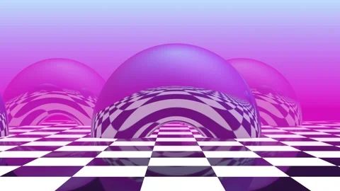 Retro background with black and white checkered floor, vaporwave aesthetics Stock Footage 268577855