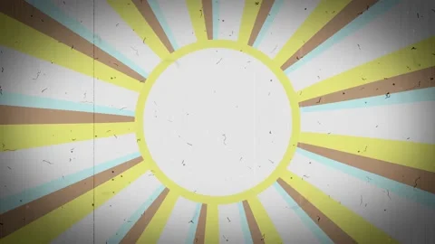 Retro background with brown, yellow and blue sun rays Video stock 208455872