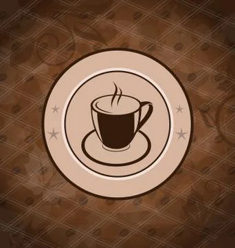 Retro background with coffee mug, coffee bean texture Illustrazione stock