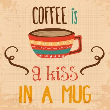 Retro background with coffee quote Stock Illustration