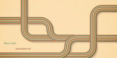 Retro background curved lines road map Stock Illustration
