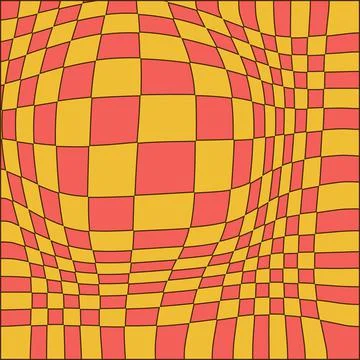 Retro background with cyber distorted shape, checkered pattern. Convex geometry Stock Illustration