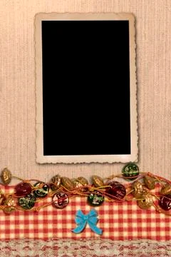Retro background with empty photo frame Stock Photos