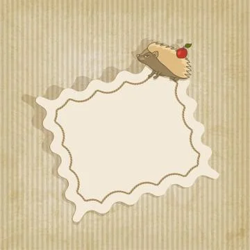 Retro background with hedgehog Stock Illustration