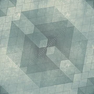 Retro background with a kaleidoscopic pattern of geometric shapes. 3d render Illustrazione stock