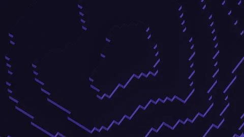 Retro background with moving 3d pixels. Design. Pixels move on background Illustrazione stock