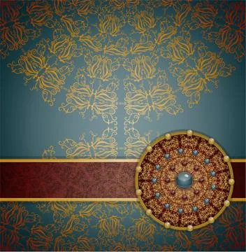 Retro background with ornament, Stock Illustration