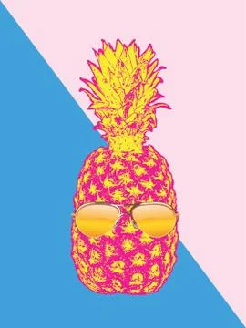 Retro background with pineapple Stock Illustration