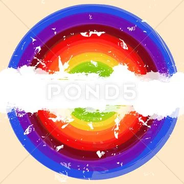 Retro background with rainbow circles and text space Stock Illustration