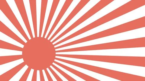 Retro background rising red sun rays, Japan sun flag rays Stock Illustration