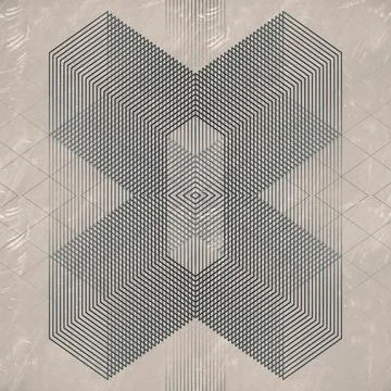 Retro background with a symmetrical hexagonal figure made of lines 3d Stock Illustration