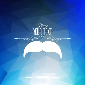 Retro background with triangular polygons and mustache. Stock-Illustration