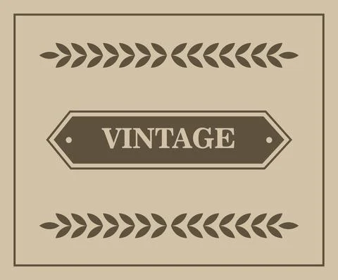 Retro background. Vector decorative border with laurel branches at engraving Stock Illustration