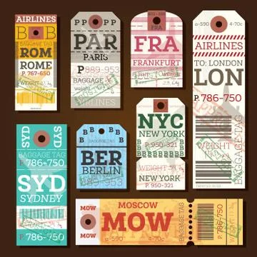 Retro Baggage Tags Illustrazione stock