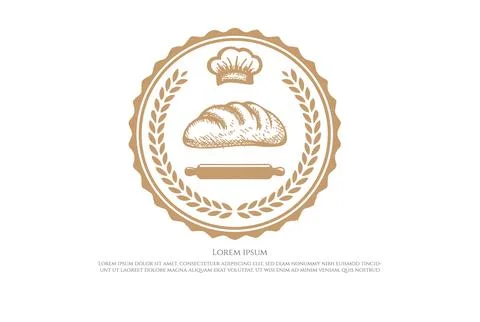 Retro Bake Bakery Bread Label Sticker Seal Logo Design Иллюстрация