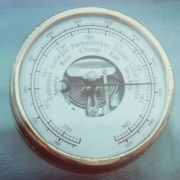 Retro barometer close up Stock Photos