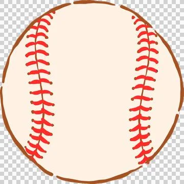 Retro Baseball With Red Stitched Whimsical hand drawn Stock Illustration