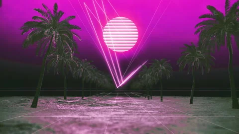 Retro Beach in a 3D animation Stock Footage 239130707