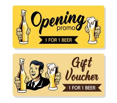 Retro Beer Gift Voucher Stock Illustration