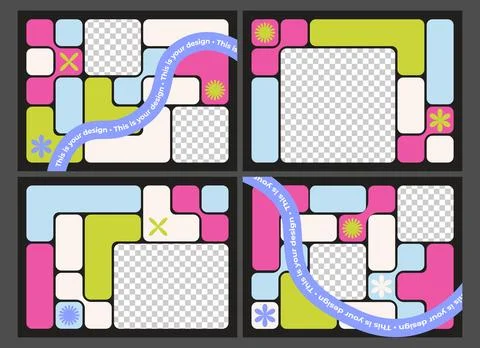 Retro bento grid templates Stock Illustration