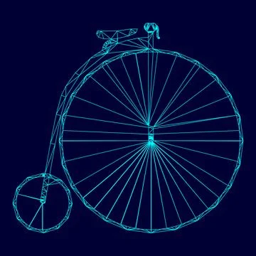 Retro bicycle in low poly triangulation triangulated polygonal electric cya.. Stockillustratie
