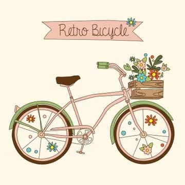 Retro bicycle. Vector illustration Illustrazione stock