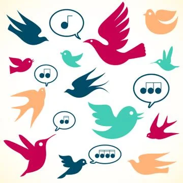 Retro Birds Stock Illustration