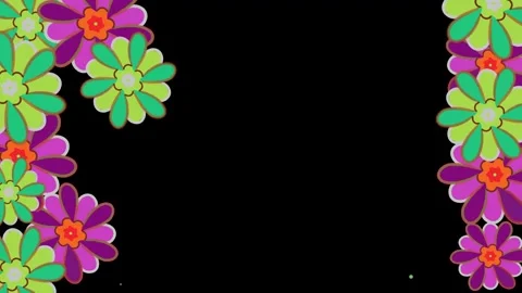 Retro black background. Animated birth of flowers. Stock Footage 258118436
